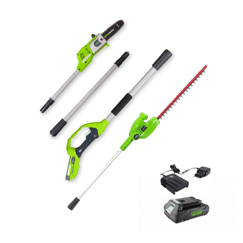 קיט קומבי גובה 24V - מסור שרשרת + מגזמת  greenworks