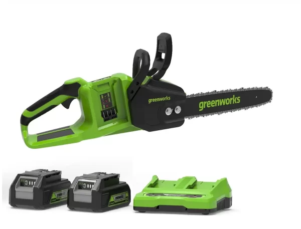 מסור שרשרת נטען 14" עם 2 סוללות 5 אמפר ומטען - Greenworks