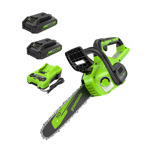 מסור שרשרת נטען "10 עם 2 סוללות 2 אמפר ומטען - Greenworks